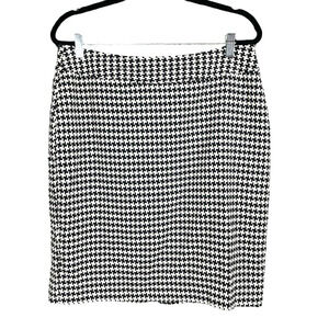 Worthington Black Houndstooth Skirt Size 14 Straight Pencil Vintage